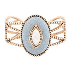 Blue Denim Dreams White Mother of Pearl Golden Cuff Bracelet by Barse Jewelry