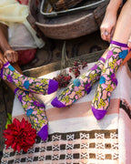 Stain Glass Floral Sheer Crew Sock by Sock Candy