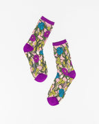 Stain Glass Floral Sheer Crew Sock by Sock Candy