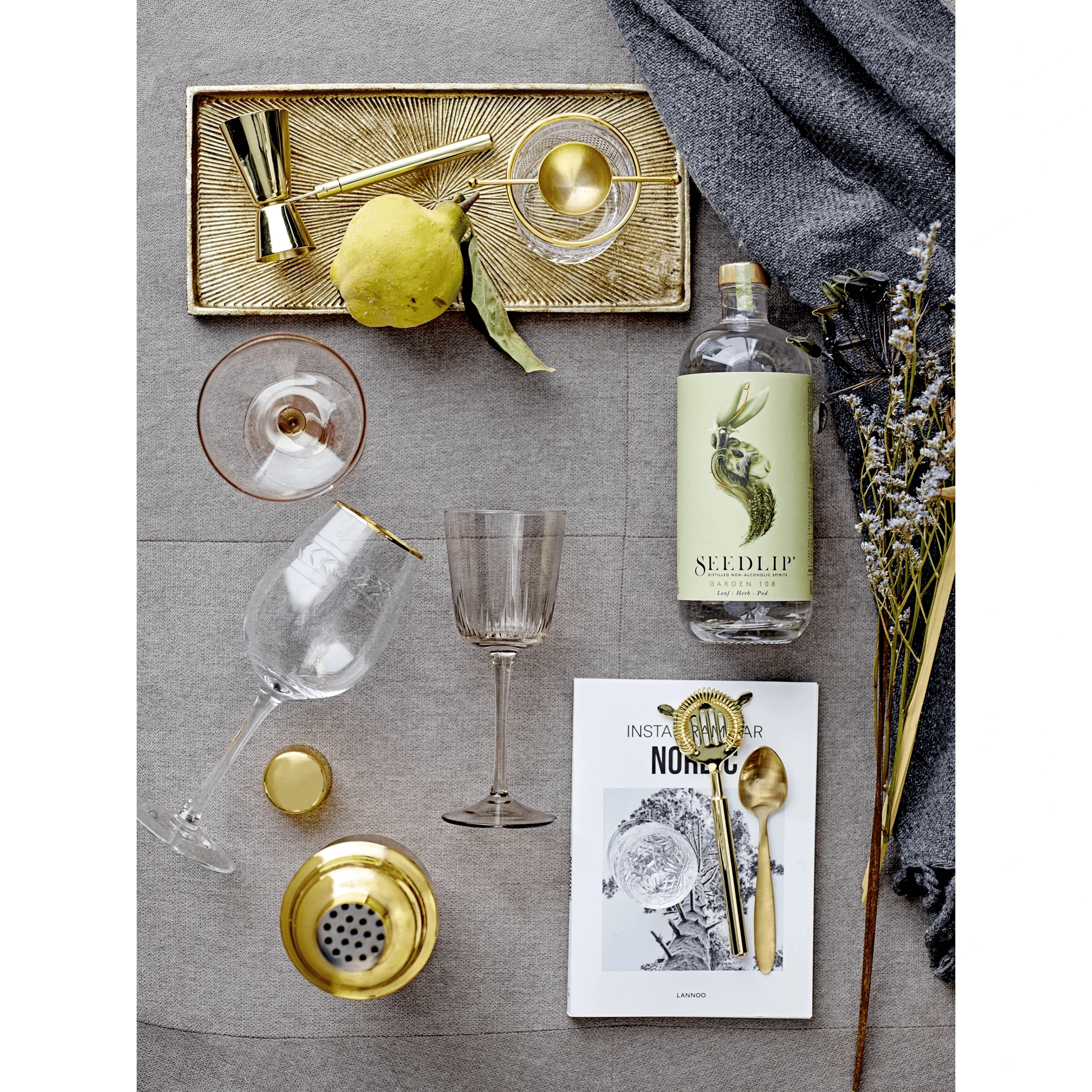 Stainless Steel Cocktail Shaker with Brass Finish by White Cliff Studio