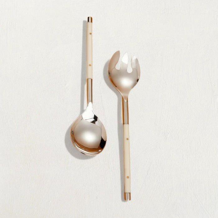 Stainless with Ivory Inlay Serving Utensil Set by White Cliff Studio