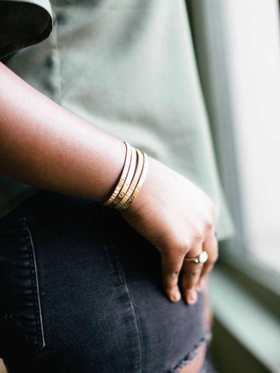 Stamped Brass Cuff Bracelet by Fair Anita