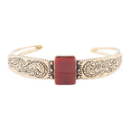 Stamped Orange Carnelian Golden Cuff Bracelet by Barse Jewelry