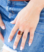 Stamped Orange Carnelian Golden Ring Rings La Vie Bien Stamped Orange Carnelian Golden Ring