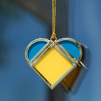 Stand with Ukraine Glass Heart Decorative Home Accent La Vie Bien Stand with Ukraine Glass Heart