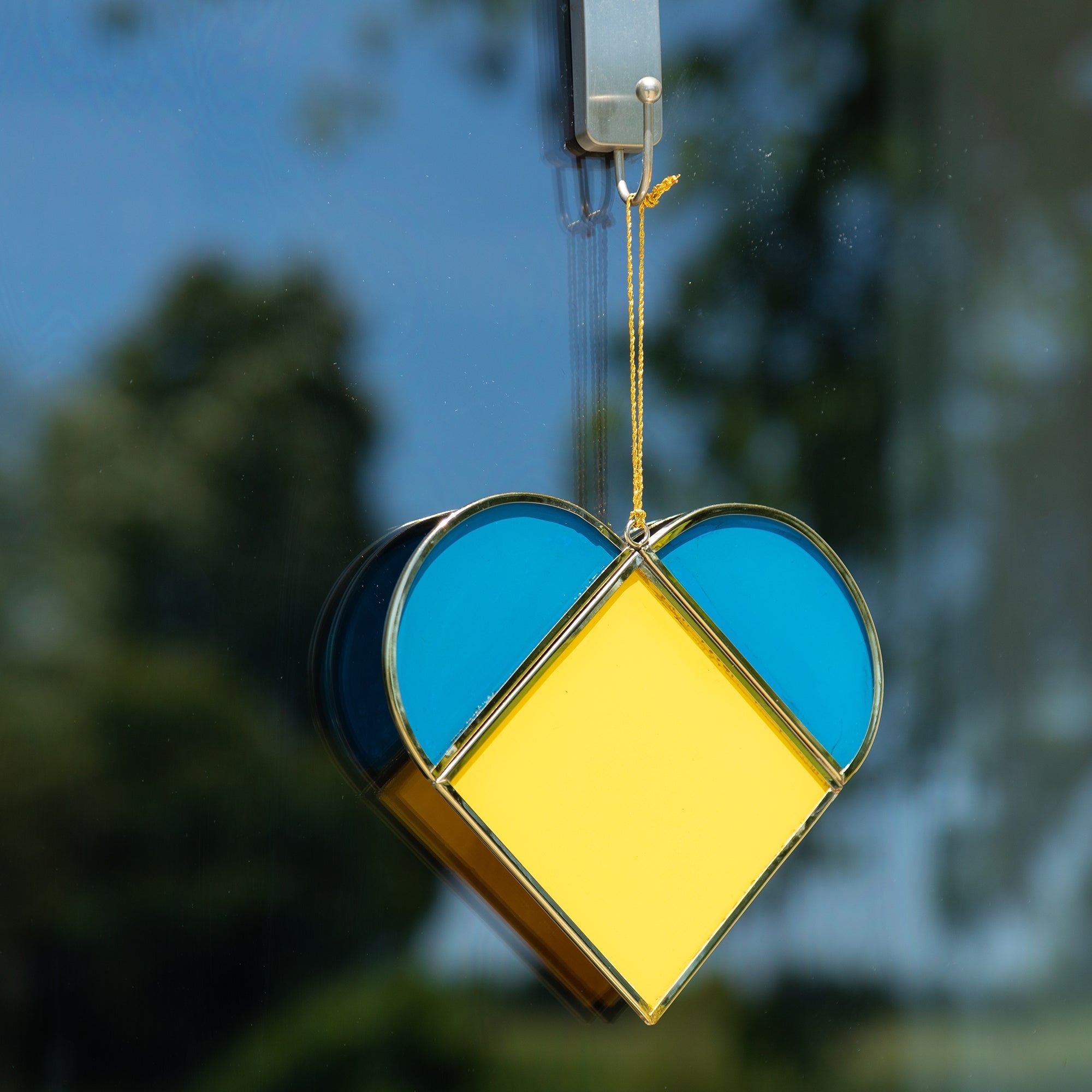 Stand with Ukraine Glass Heart Decorative Home Accent La Vie Bien Stand with Ukraine Glass Heart