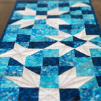 Standout Stars in Icy Blue Quilted Table Runner Precut Quilt Kit Quilt Kit La Vie Bien Standout Stars in Icy Blue Quilted Table Runner Precut Quilt Kit