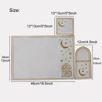 Star & Crescent Embroidered Leather Placemat Set | 3-Piece Dining Table Decor (MAC390)