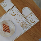 Star & Crescent Embroidered Leather Placemat Set | 3-Piece Dining Table Decor (MAC390) La Vie Bien Star & Crescent Embroidered Leather Placemat Set | 3-Piece Dining Table Decor (MAC390)