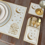 Star & Crescent Embroidered Leather Placemat Set | 3-Piece Dining Table Decor (MAC390) La Vie Bien Star & Crescent Embroidered Leather Placemat Set | 3-Piece Dining Table Decor (MAC390)