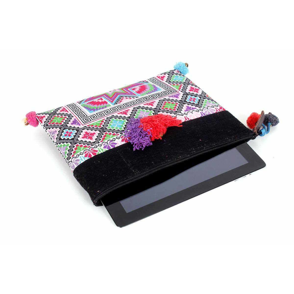 Star Cross Stitch Clutch | Tablet iPad Bag - Thailand Bags La Vie Bien Star Cross Stitch Clutch | Tablet iPad Bag - Thailand