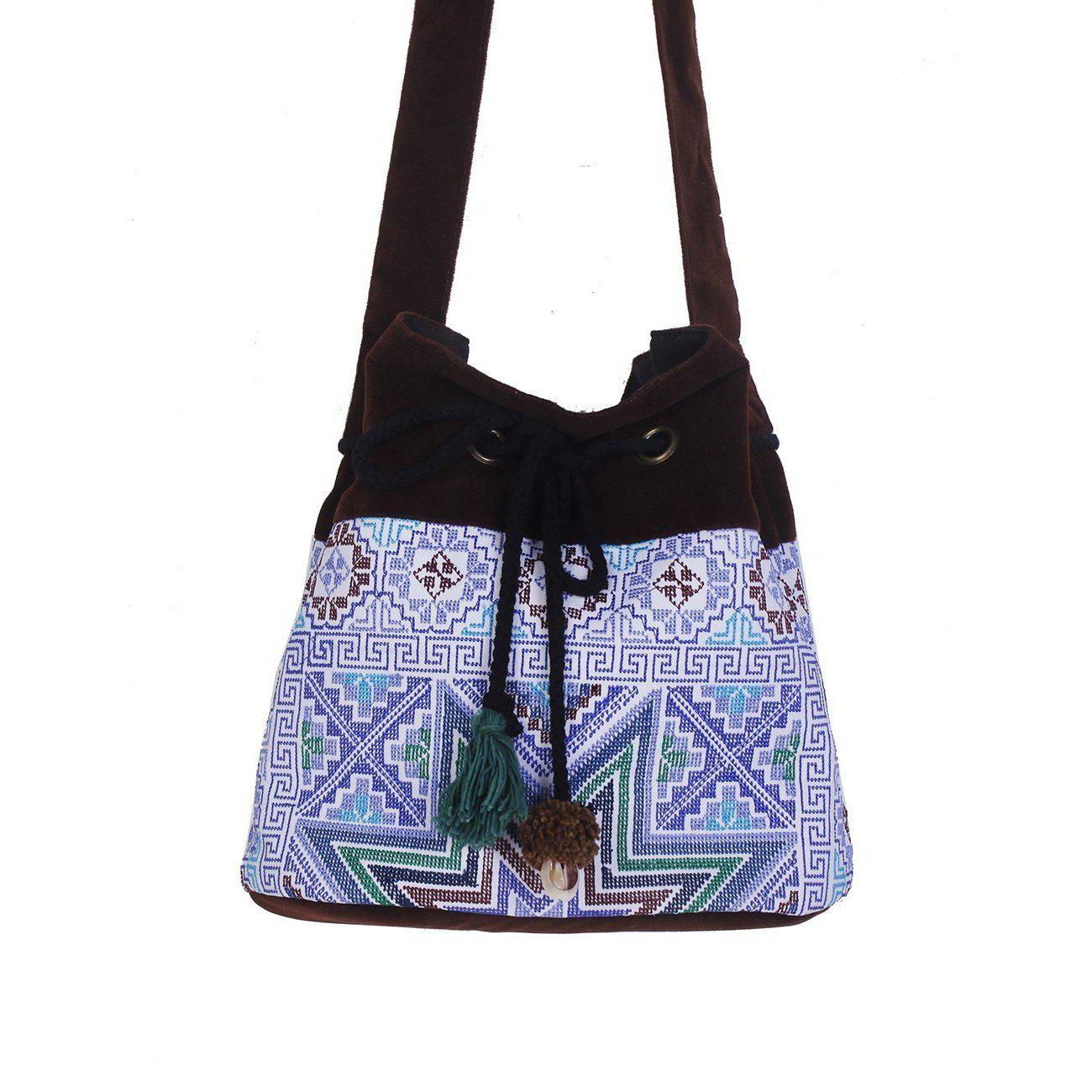 Star Hmong Embroidered Bucket Bag - Thailand Bags La Vie Bien Star Hmong Embroidered Bucket Bag - Thailand