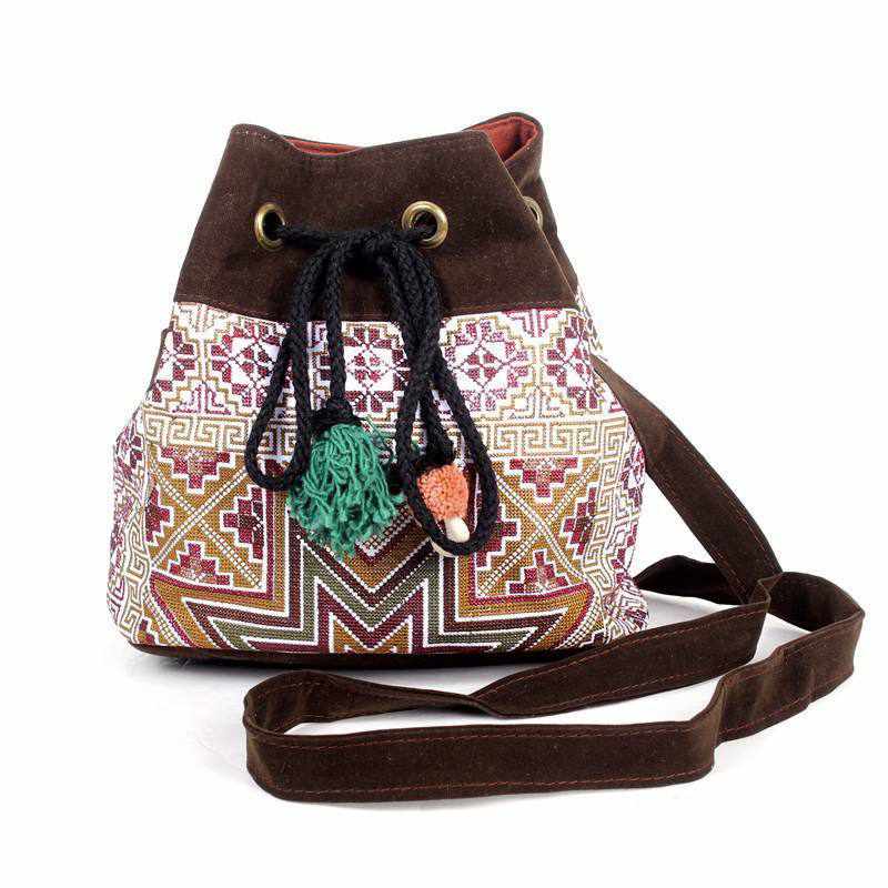 Star Hmong Embroidered Bucket Bag - Thailand Bags La Vie Bien Star Hmong Embroidered Bucket Bag - Thailand