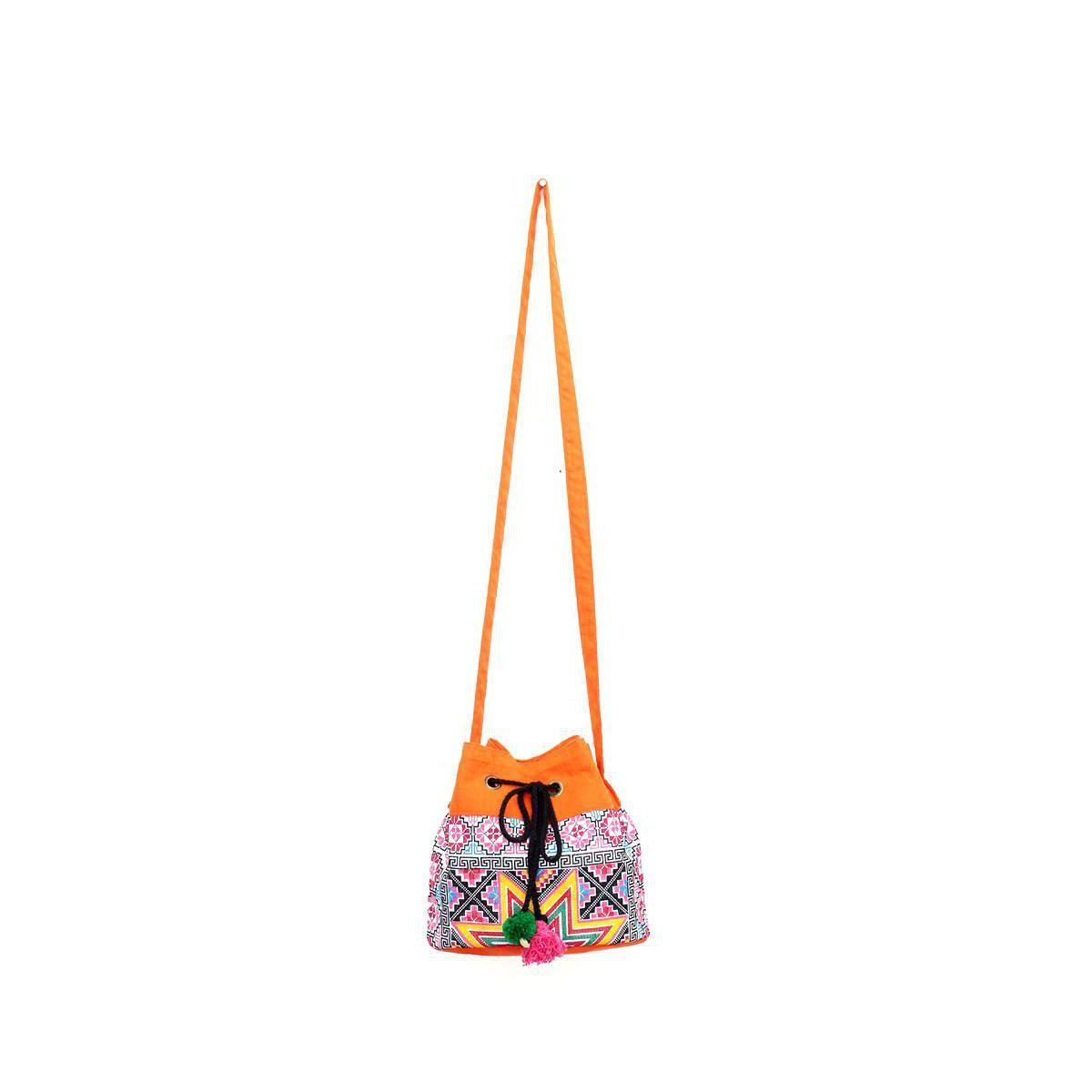 Star Hmong Embroidered Bucket Bag - Thailand Bags La Vie Bien Star Hmong Embroidered Bucket Bag - Thailand