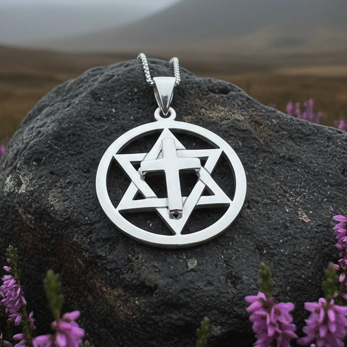 Star of David Cross Necklace in Sterling Silver Pendant La Vie Bien Star of David Cross Necklace in Sterling Silver