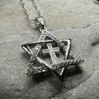 Star of David Cross Opal Necklace Pendant La Vie Bien Star of David Cross Opal Necklace