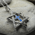 Star of David Cross Opal Necklace Pendant La Vie Bien Star of David Cross Opal Necklace