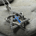 Star of David Cross Opal Necklace Pendant La Vie Bien Star of David Cross Opal Necklace