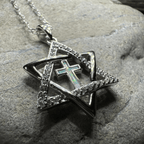 Star of David Cross Opal Necklace Pendant La Vie Bien Star of David Cross Opal Necklace