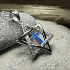 Star of David Cross Opal Necklace Pendant La Vie Bien Star of David Cross Opal Necklace