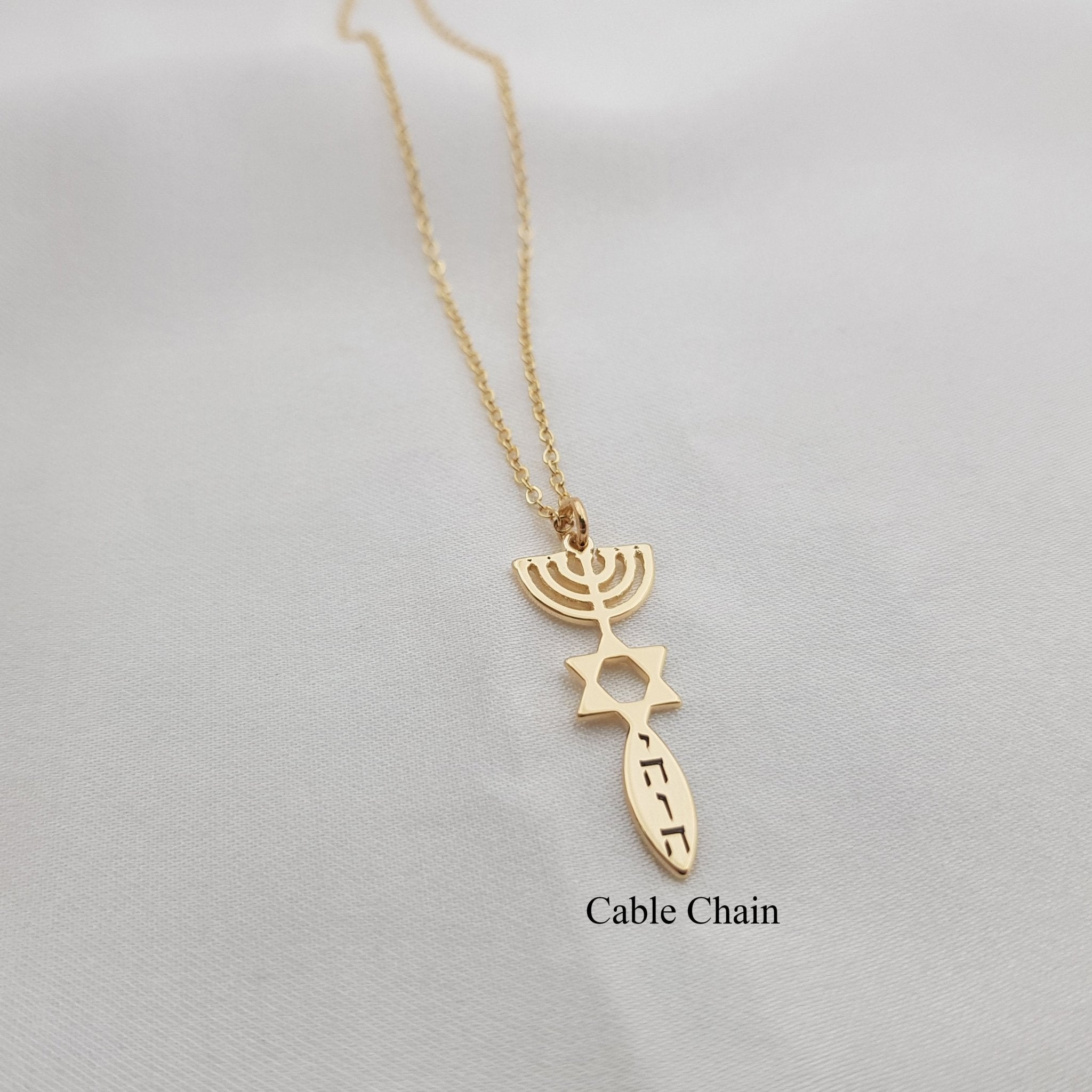 Star of David Menora Necklace La Vie Bien Star of David Menora Necklace