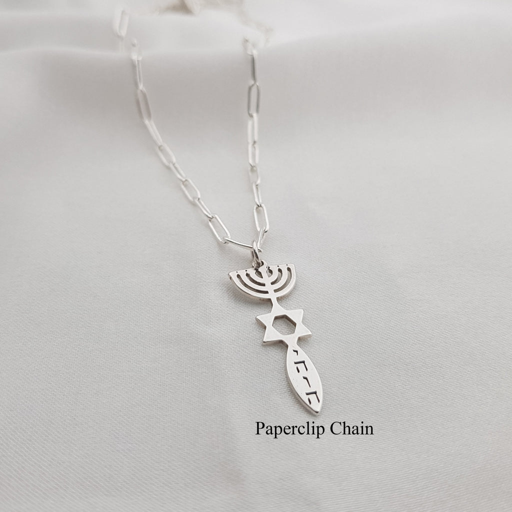 Star of David Menora Necklace La Vie Bien Star of David Menora Necklace