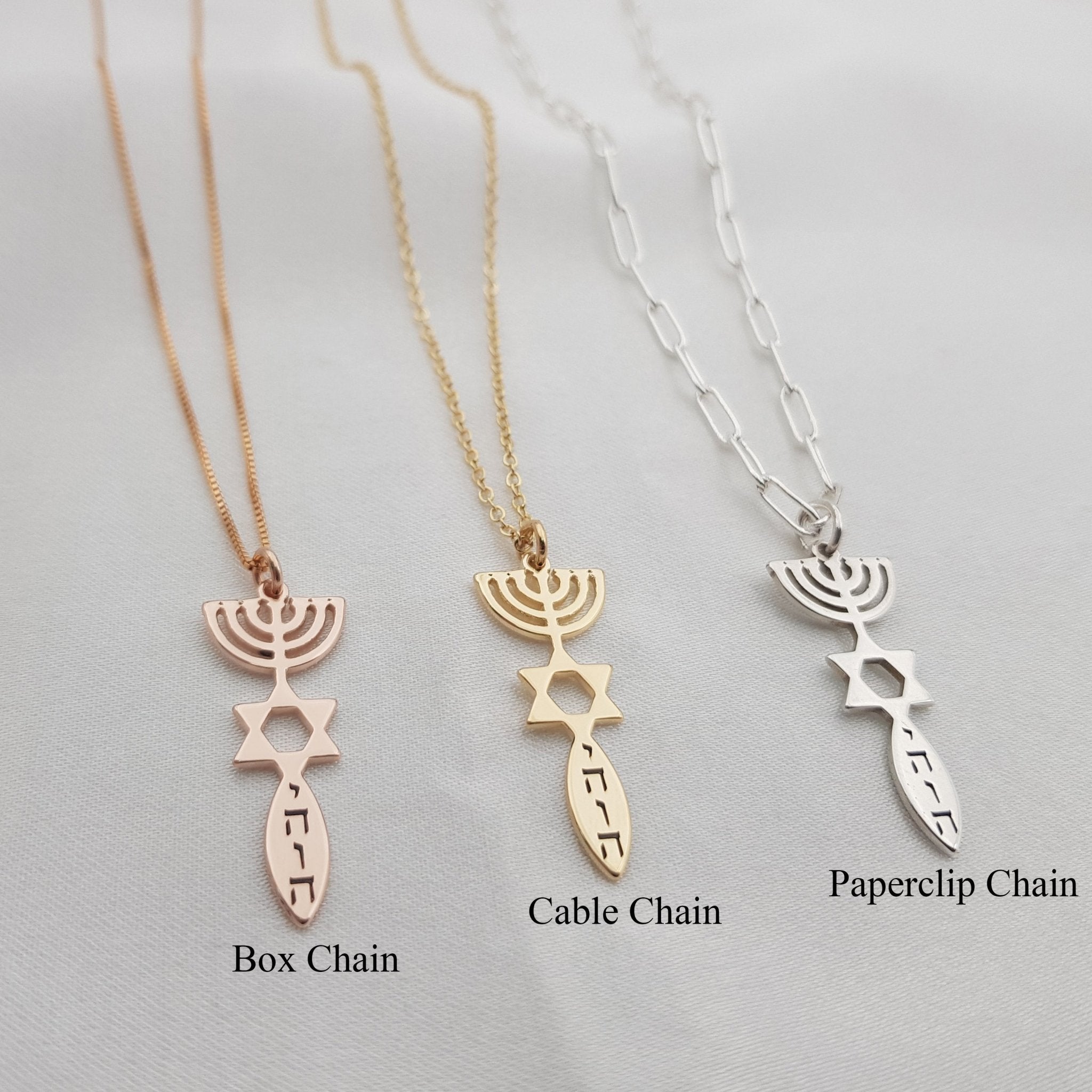 Star of David Menora Necklace La Vie Bien Star of David Menora Necklace