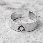 Star of David Open Back Thin Band Ring by Salt Sparkle Shalom