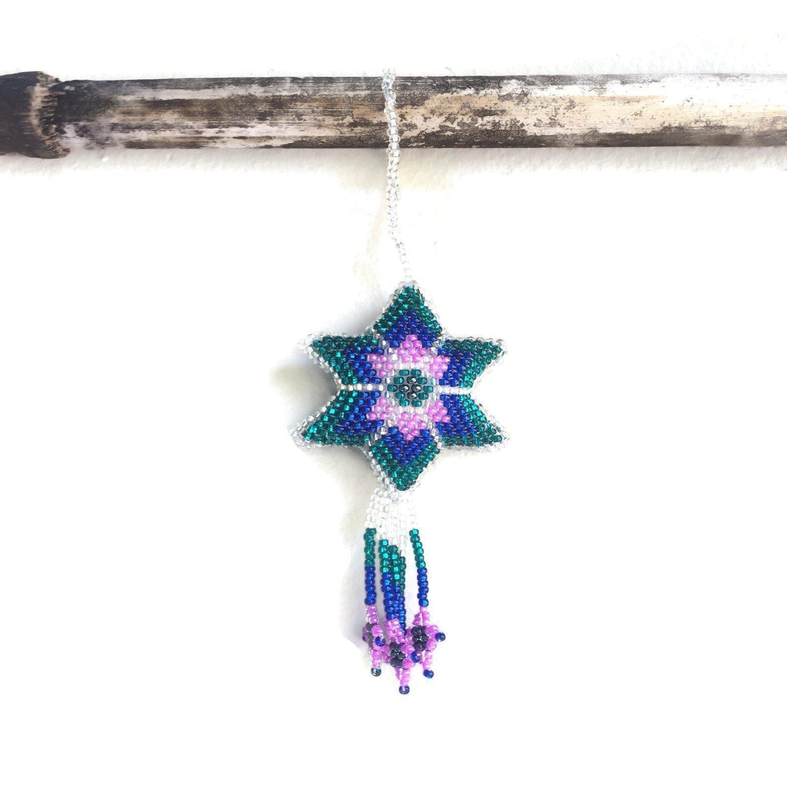 Star Seed Bead Handmade Ornament - Guatemala Decor La Vie Bien Star Seed Bead Handmade Ornament - Guatemala