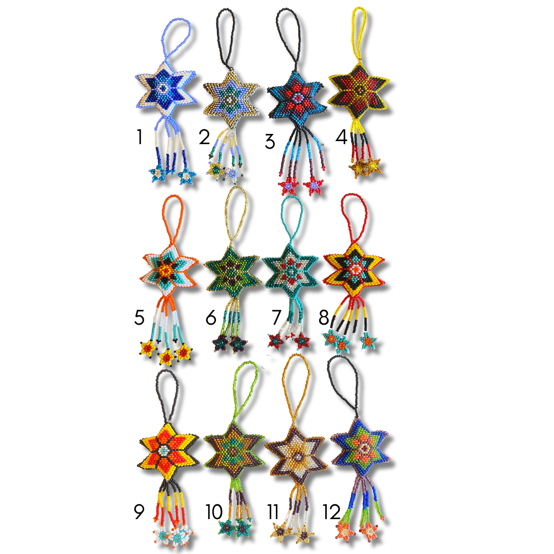 Star Seed Bead Handmade Ornament - Guatemala Decor La Vie Bien Star Seed Bead Handmade Ornament - Guatemala