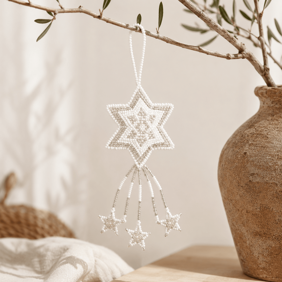 Star Seed Bead Handmade Ornament - Guatemala Decor La Vie Bien Star Seed Bead Handmade Ornament - Guatemala