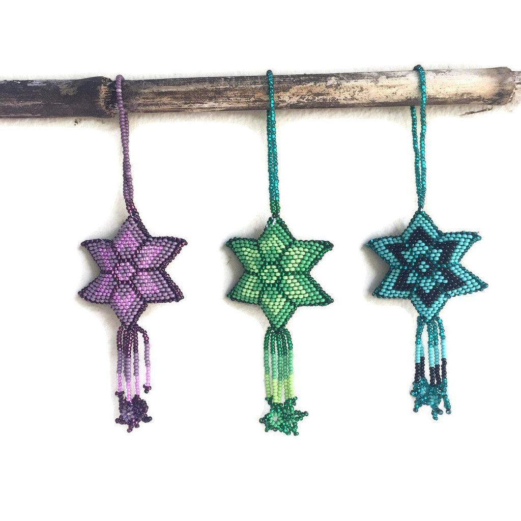 Star Seed Bead Handmade Ornament - Guatemala Decor La Vie Bien Star Seed Bead Handmade Ornament - Guatemala