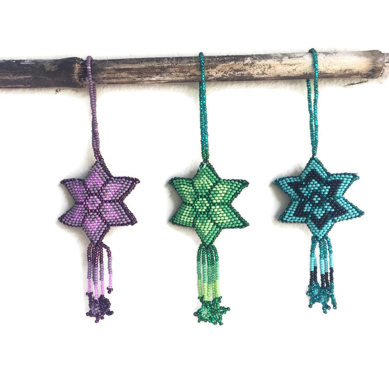Star Seed Bead Handmade Ornament - Guatemala Decor La Vie Bien Star Seed Bead Handmade Ornament - Guatemala