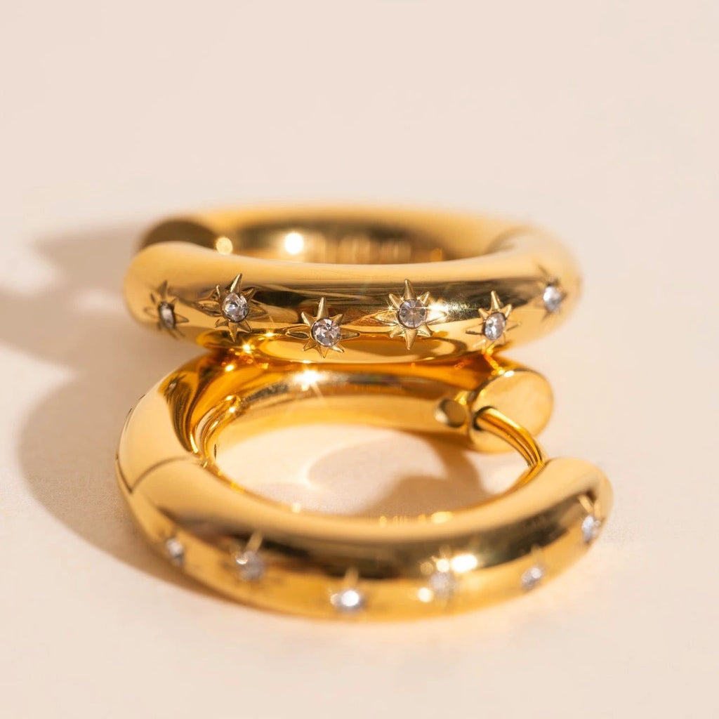 Starburst Chunky Rounded Huggie Hoop Earrings by Oh Clementine
