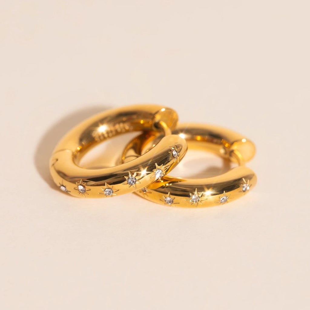 Starburst Chunky Rounded Huggie Hoop Earrings by Oh Clementine
