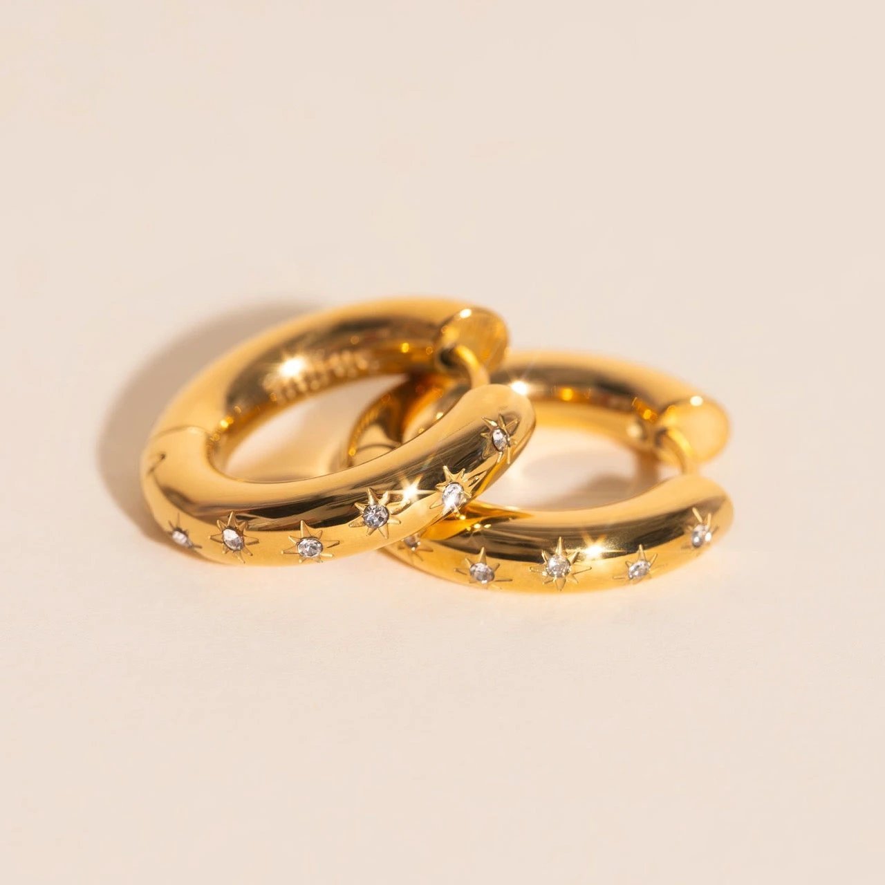 Starburst Chunky Rounded Huggie Hoop Earrings by Oh Clementine