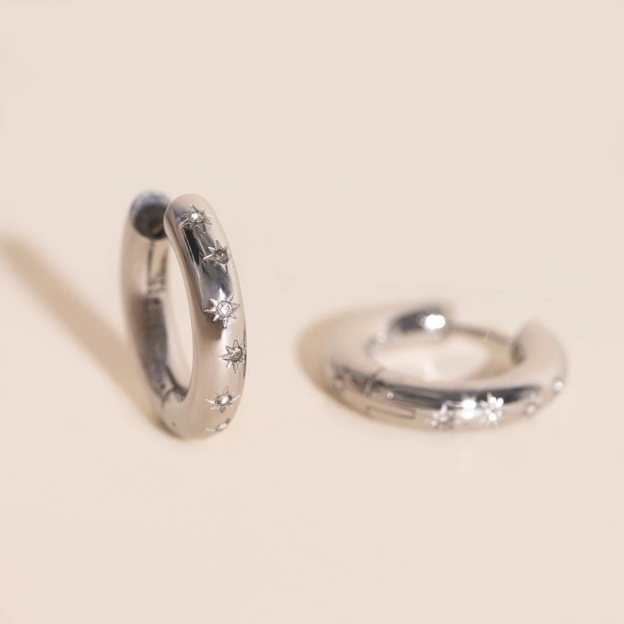 Starburst Chunky Rounded Huggie Hoop Earrings by Oh Clementine