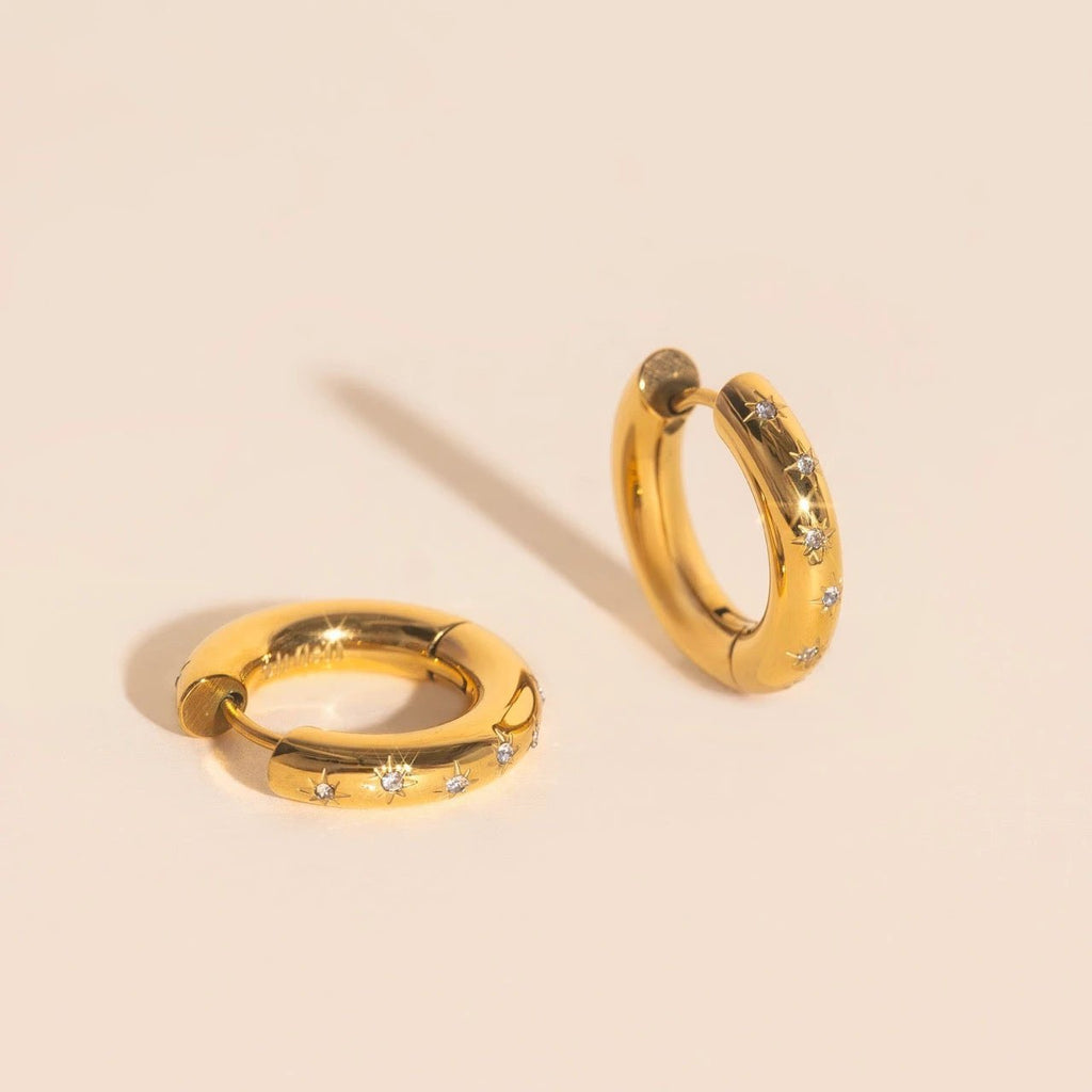 Starburst Chunky Rounded Huggie Hoop Earrings by Oh Clementine