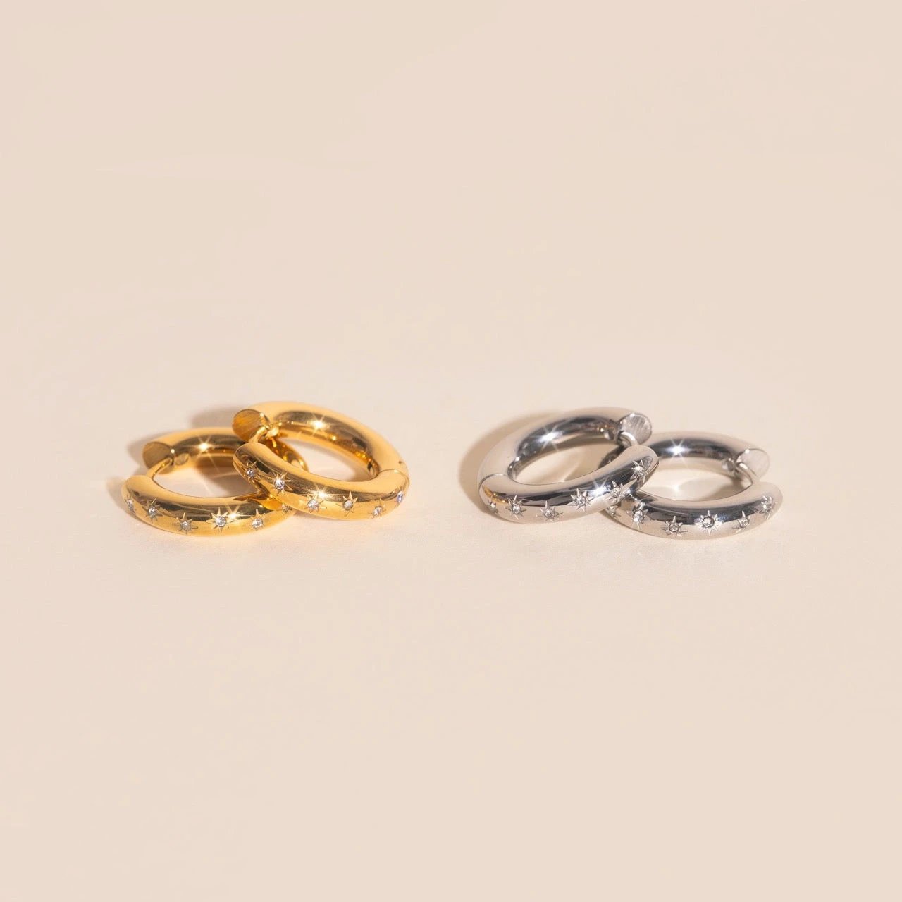 Starburst Chunky Rounded Huggie Hoop Earrings by Oh Clementine