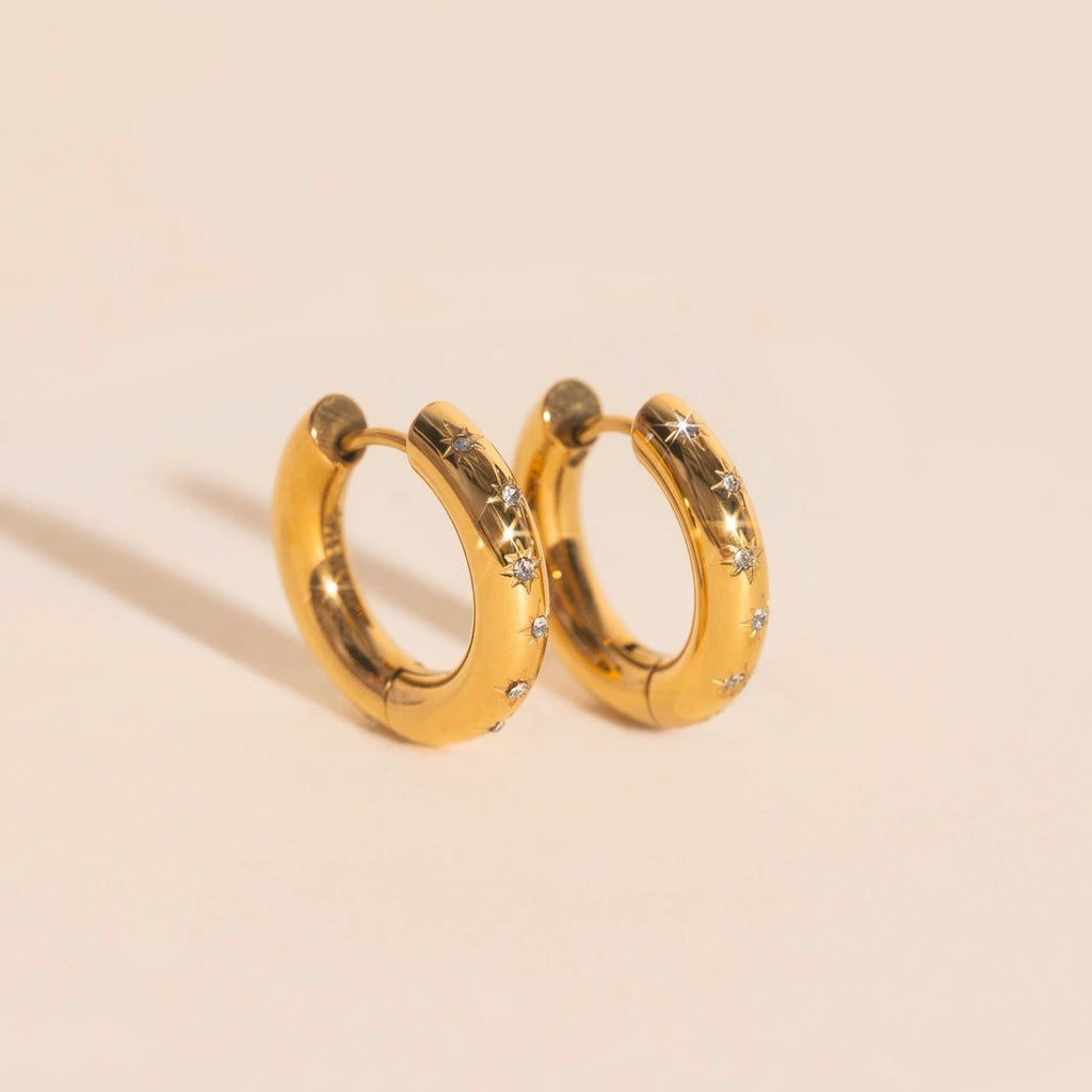 Starburst Chunky Rounded Huggie Hoop Earrings by Oh Clementine