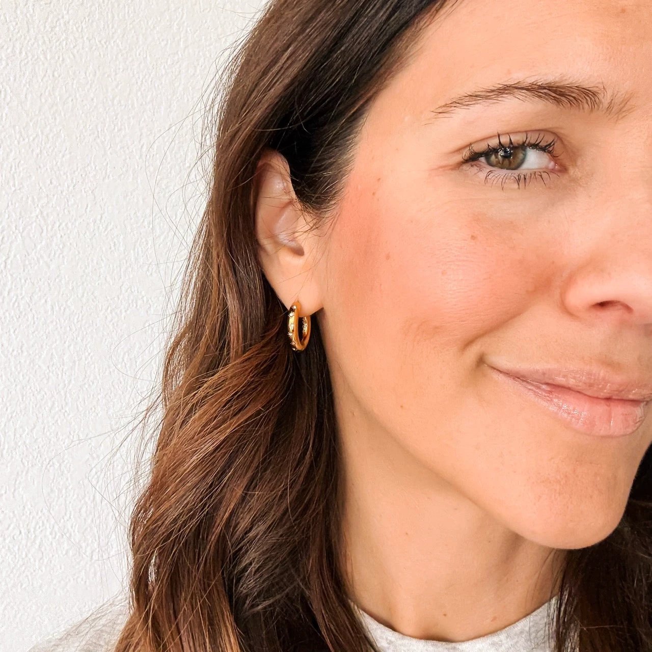 Starburst Chunky Rounded Huggie Hoop Earrings by Oh Clementine