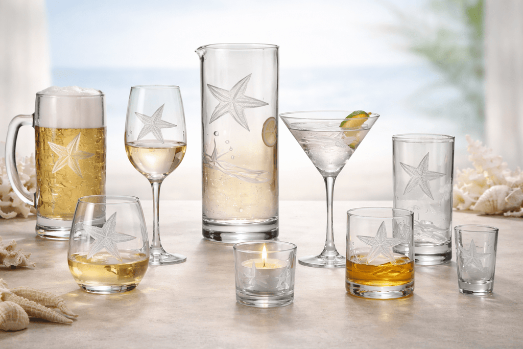 Starfish Etched Glassware Kitchen Accessories La Vie Bien Starfish Etched Glassware
