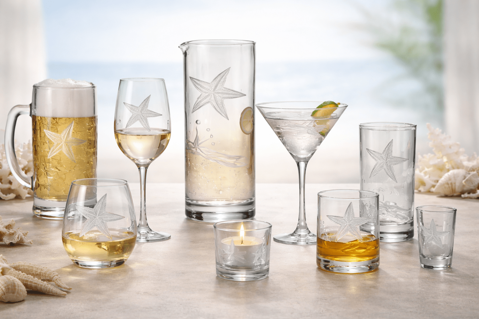 Starfish Etched Glassware Kitchen Accessories La Vie Bien Starfish Etched Glassware