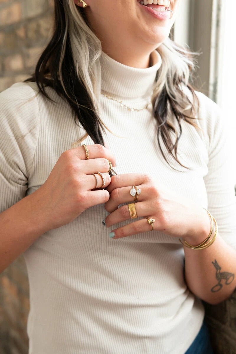Stately Striped Brass Ring by Fair Anita