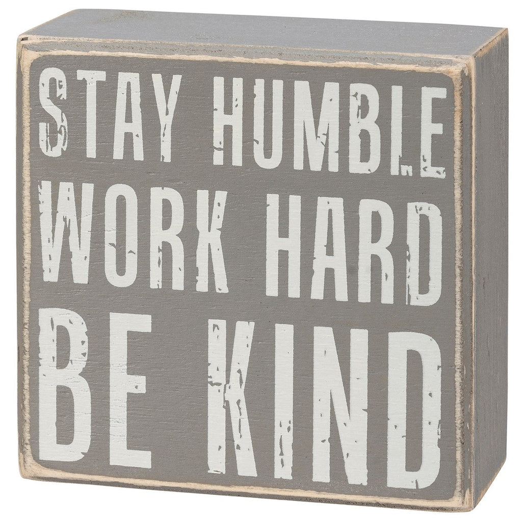 Stay Humble Gray Box Sign Set | Giftable Home Decor | 4" x 4" | Gift for Her Decor La Vie Bien Stay Humble Gray Box Sign Set | Giftable Home Decor | 4" x 4" | Gift for Her