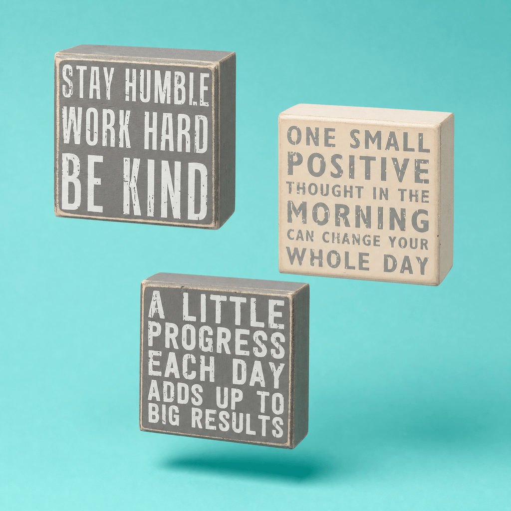 Stay Humble Gray Box Sign Set | Giftable Home Decor | 4" x 4" | Gift for Her Decor La Vie Bien Stay Humble Gray Box Sign Set | Giftable Home Decor | 4" x 4" | Gift for Her