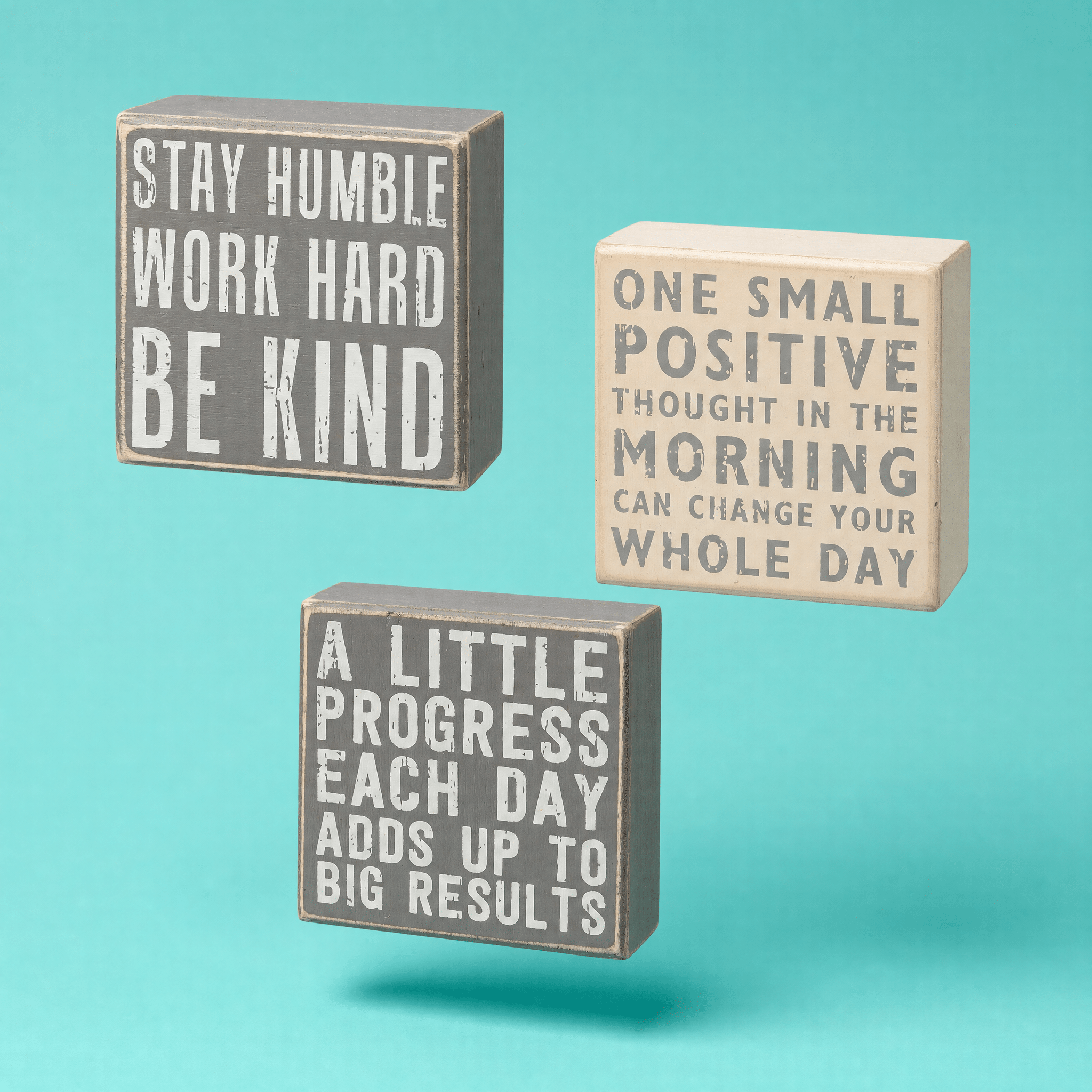 Stay Humble Gray Box Sign Set | Giftable Home Decor | 4" x 4" | Gift for Her Decor La Vie Bien Stay Humble Gray Box Sign Set | Giftable Home Decor | 4" x 4" | Gift for Her
