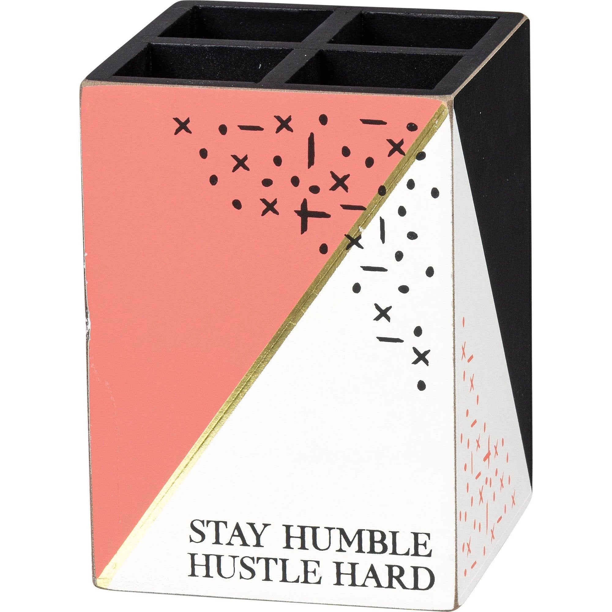 Stay Humble Hustle Hard Wood Pencil Holder by The Bullish Store