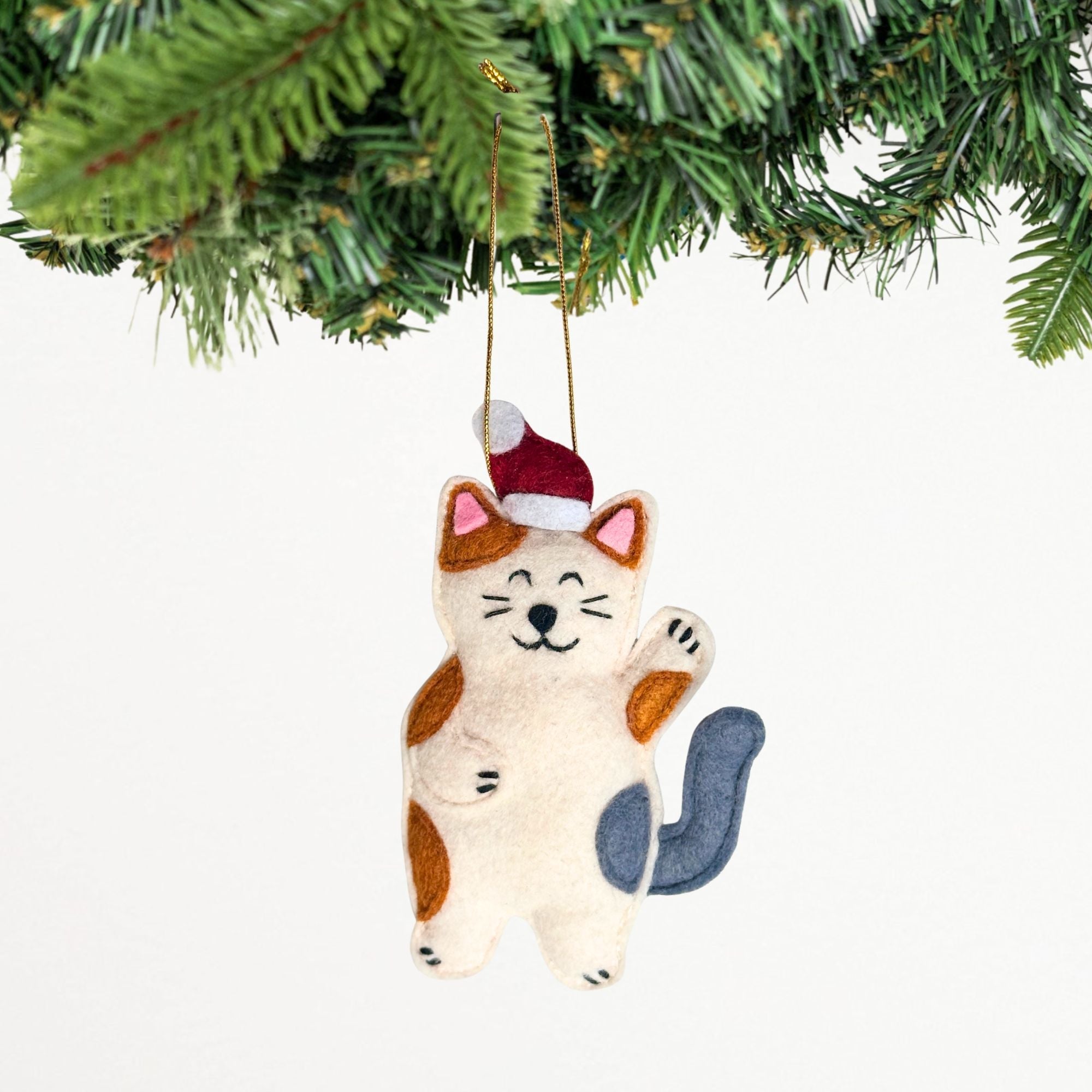 Stealing Santa Hat Cat Ornament Holiday La Vie Bien Stealing Santa Hat Cat Ornament