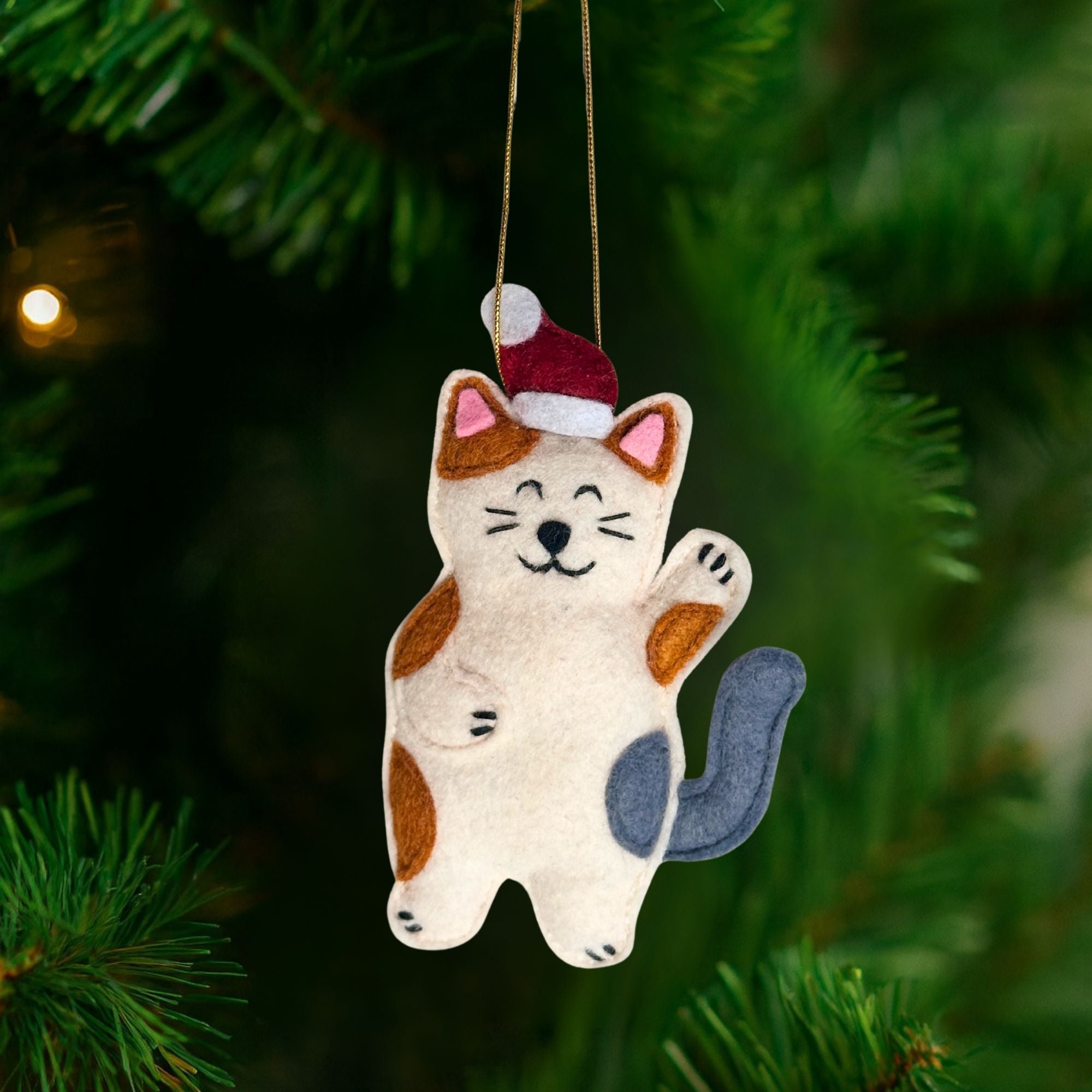 Stealing Santa Hat Cat Ornament Holiday La Vie Bien Stealing Santa Hat Cat Ornament